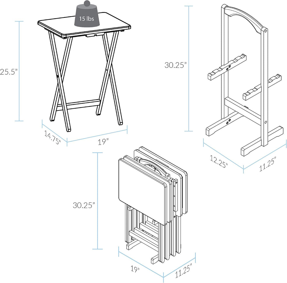 Casual Home 5pcs Tray Table Set, Natural (New), 14.75 in x 19 in x 25.5 in