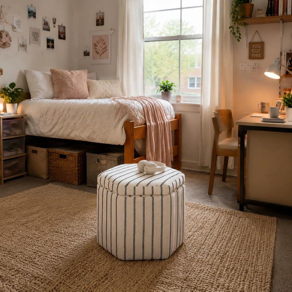 Wimarsbon 18inch Storage Ottoman with Detachable Tray, Multifunctional Mid Ce...