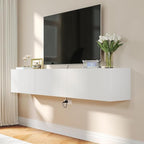 Floating TV Stand with 3 Doors, 63IN Wall Mounted TV Cabinet, Floating Media Console Entertainment Center with Storage, Under TV Shelf for Bedroom Living Room,White