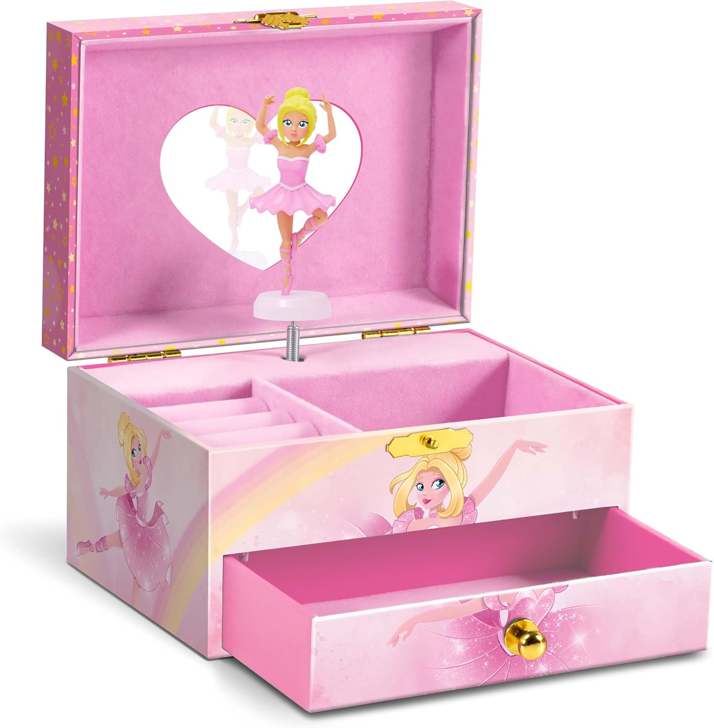 Craze Music Box Ballerina | Music Box with Melody, Girls Jewellery Box with Rotating Ballerina, Mirror & Drawer