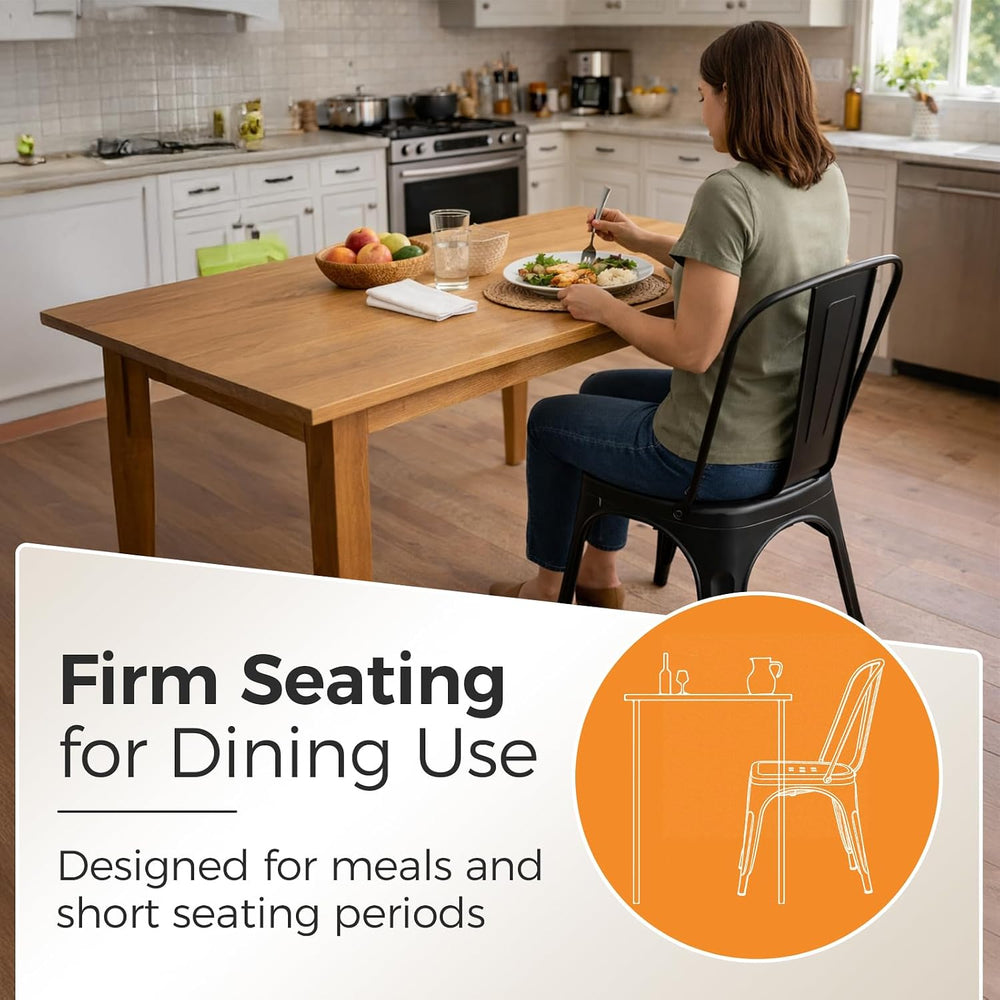 Metal Dining Chairs with Backrest, Stackable, Matte Black, 6 Pack | Easy Asse...
