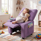 Costzon Kids Recliner Chair with Cup Holder, Toddler Adjustable Lounge Chair w/Footrest for Boys Girls Room, Ergonomic Baby Child Furniture Sofa for Age 3+ Gifts, Kids Mini Recliner up to 150 lbs