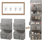 Wall Hanging Organizer – Over The Door Storage & Behind Door Organizer for Dormitory, Bathroom, Bedroom, Kitchen, Nursery, Space-Saving (Grey, 2 Pack)