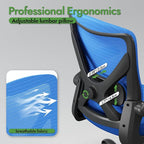 Ergonomic Office Chair - X-Shaped Computer Desk Chair Comfy, Gaming Chair, Office Chair with Lumbar Support, Mesh Office Chairs, Desk Chair for Long Hours(Black Blue)