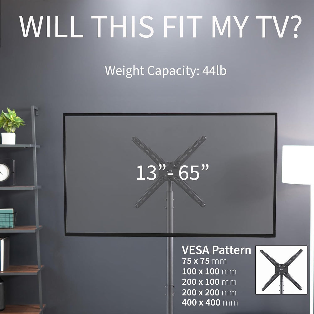 VIVO Black TV Floor Stand for 13 to 65 inch Screens, STAND-TV08 | Adjustable ...