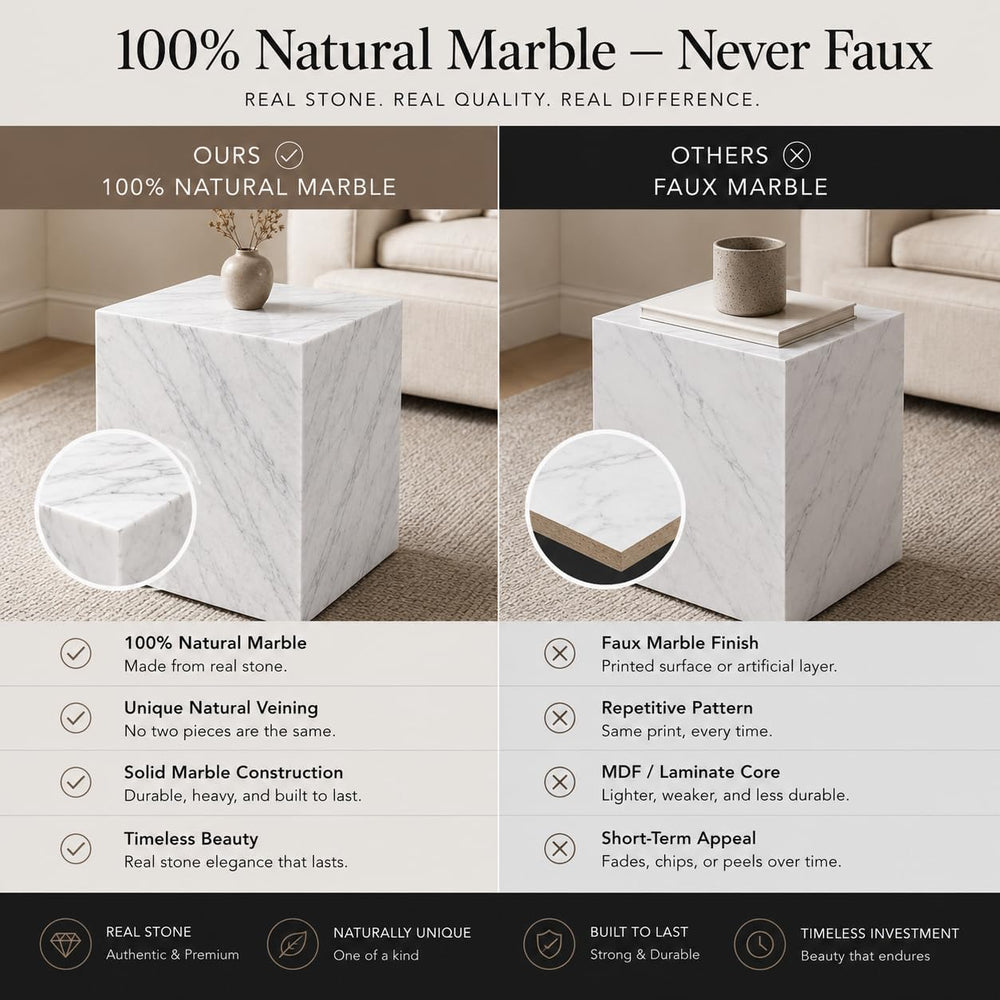 Handmade Natural Marble Side Table, Made to Order Custom Stone End Table, Lux...