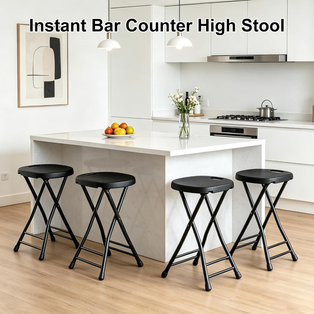 Folding Stool, 18 Inch Foldable Stool with Handle & Steel Frame, Folding ...