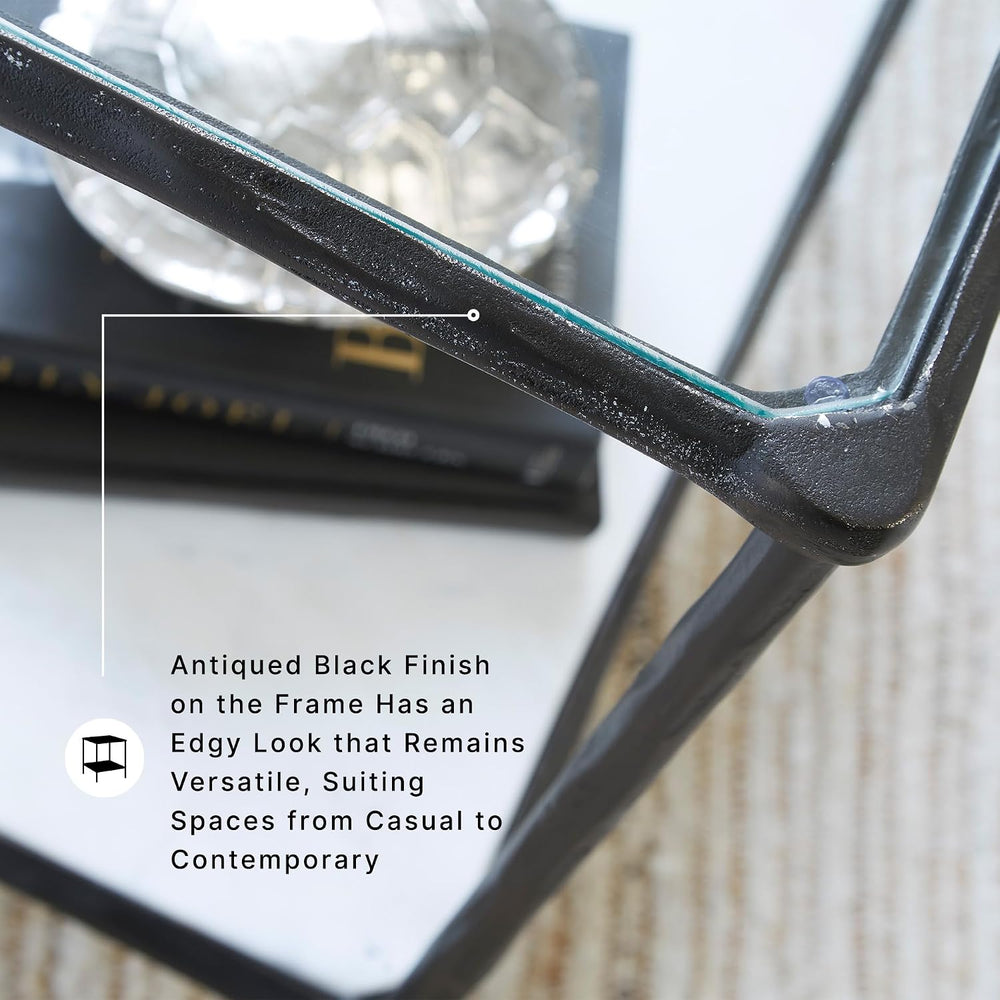 Signature Design by Ashley Modern Glass and Marble End Table, Ryandale
