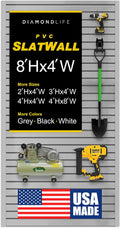 DLDIRECT 96" X 48" - Grey Slatwall Panel Garage Organizer: Heavy Duty Wall Mounted PVC Rack, Interlocking Slat Paneling for Garage Storage, Slotwall Board, Shelves System