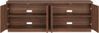 Henn&Hart Fluted TV Stand for TVs up to 75" with 2 Concealed Ribbed Storage Cabinets and Adjustable Shelves for Living Room, Family Room, or Office, Medium Walnut
