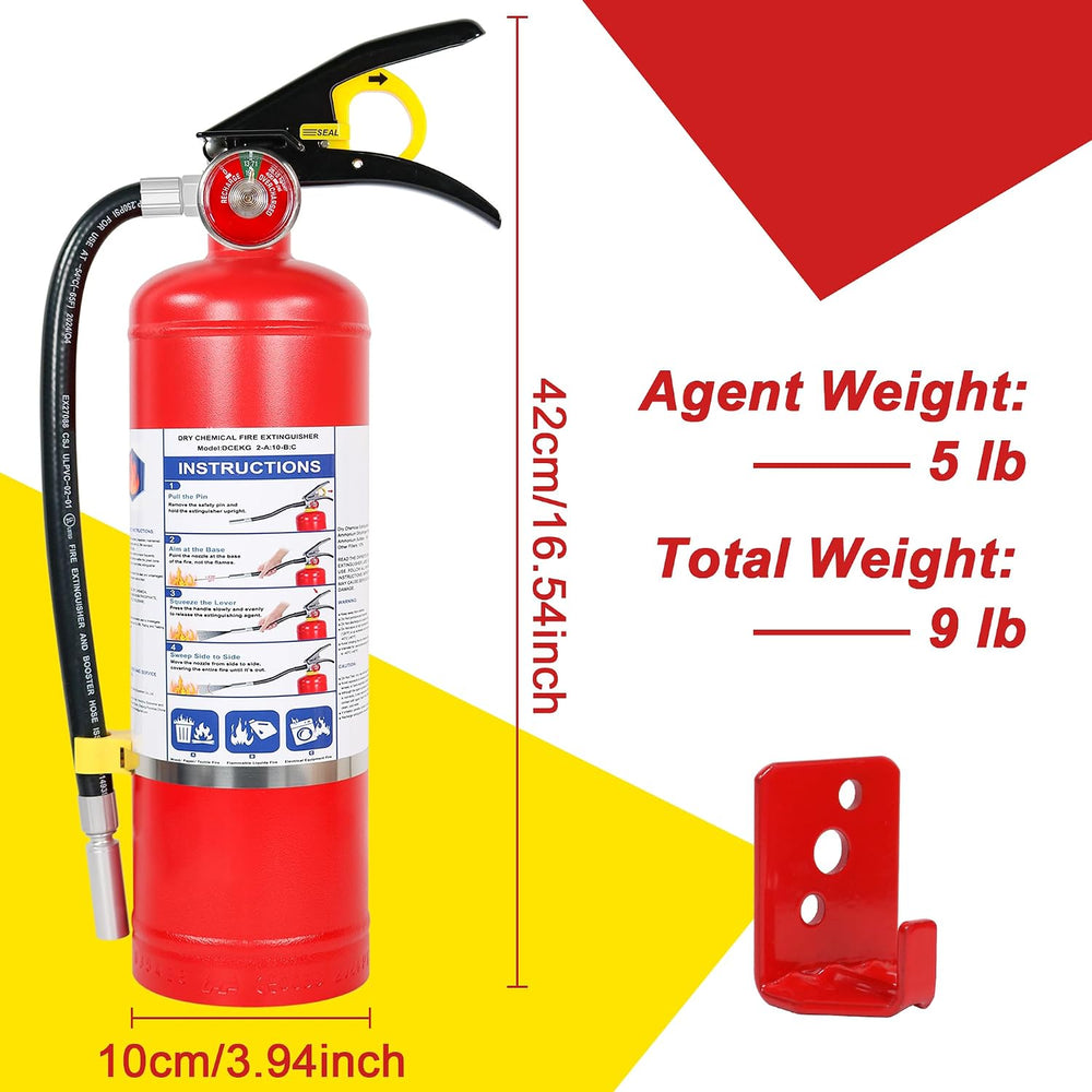 5 lb ABC Dry Chemical Fire Extinguisher with Wall Mount, 2A:10B:C Rated