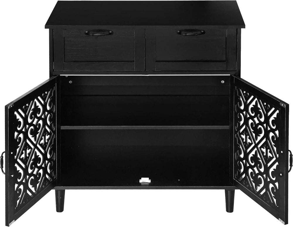 Sideboard Cabinet with 2 Doors & 2 Drawers - Adjustable Storage Console T...