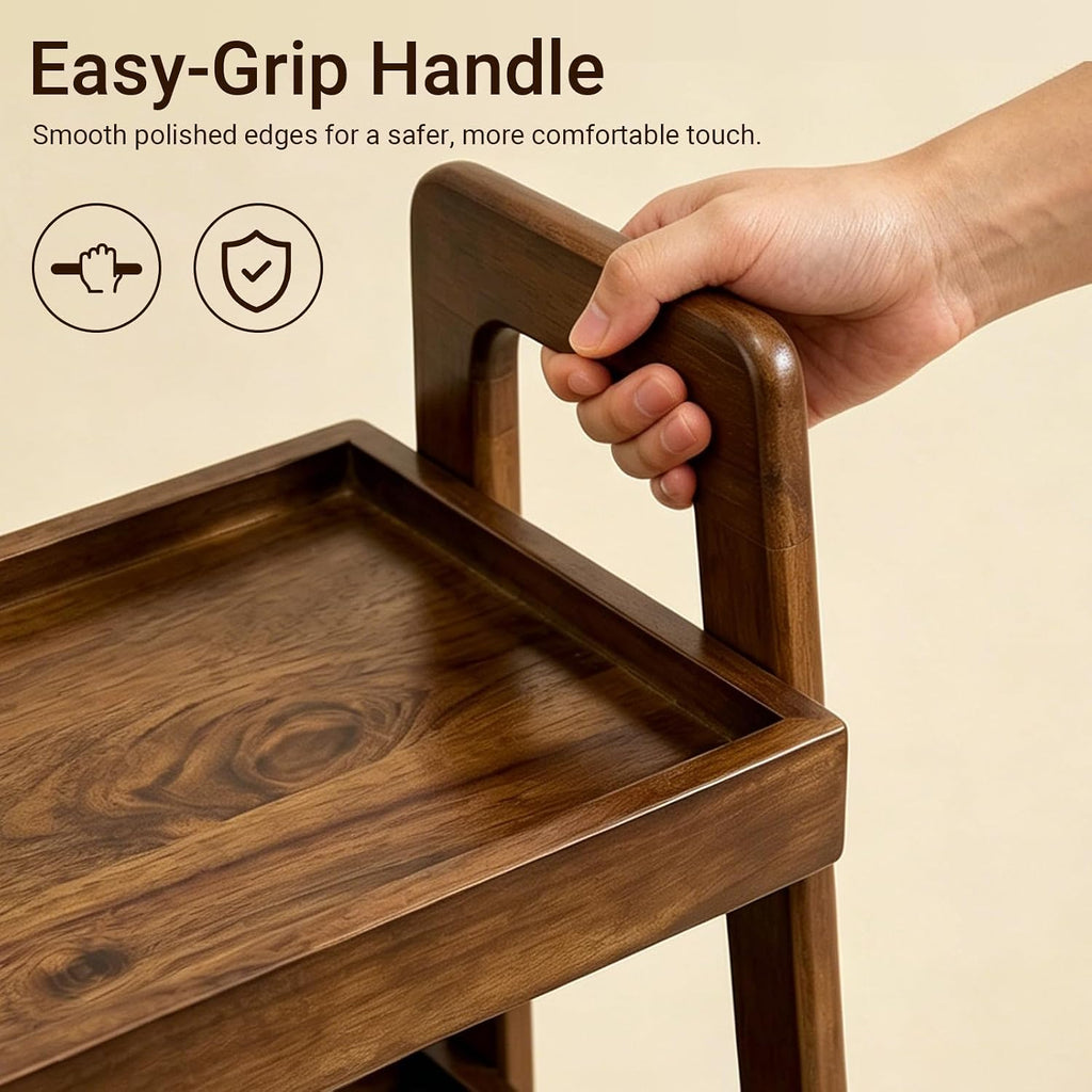 Haotian Solid Wood Ladder Shelf, 3-Tier Walnut Ladder Bookshelf, Small Open Storage Shelf with Anti-Slip Edges, Compact Narrow Bookshelf for Small Spaces, Bedside Table DJ-FRG001
