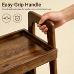 Haotian Solid Wood Ladder Shelf, 3-Tier Walnut Ladder Bookshelf, Small Open Storage Shelf with Anti-Slip Edges, Compact Narrow Bookshelf for Small Spaces, Bedside Table DJ-FRG001