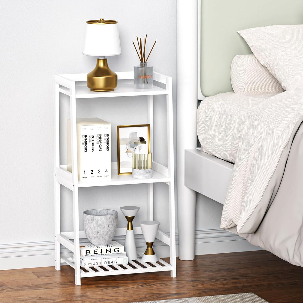 POXAKA 3 Tier Bamboo Bathroom Shelves, Ladder Shelf for Storage, Rustic Home ...