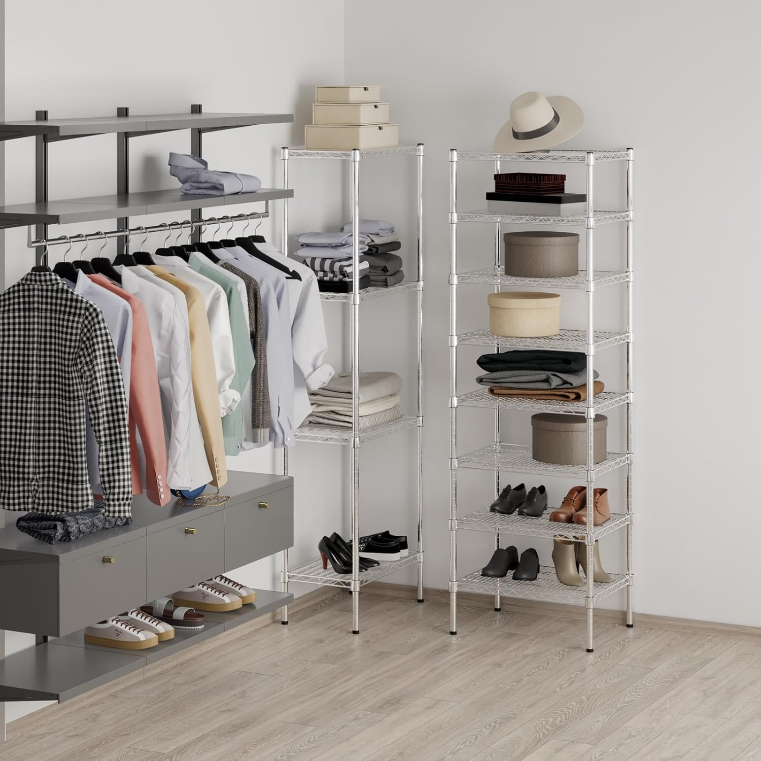 18" Deep x 24" Wide x 74" Height Wire Shelving Kit | 8-Tier | NSF Commercial Storage Rack Unit