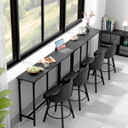 VINGLI 63 Inch Bar Table, Rectangular Counter Height Home Pub Table, Black | High Top, Multi-Scene Use for Kitchen Dining Living Room Sofa Entryway, Wooden Tabletop & Metal Base, Easy to Install