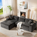 CAMMOO 108" L-Shaped Boneless Sectional Sofa, Cloud Couch in One Box | No Assembly Deep Seat, 4-Seater Sofa for Living Room, Storage Pockets, Plush Corduroy, Left-Facing Chaise, Grey