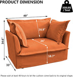 Aoowow Oversized Modular Sectional Sofa Chair Set of 2, 49” Chenille Fabric Single Armchair Comfy Deep Seat Couch Sofa with Big Toss Pillows for Living Room Apartment Office(Orange-Chenille)