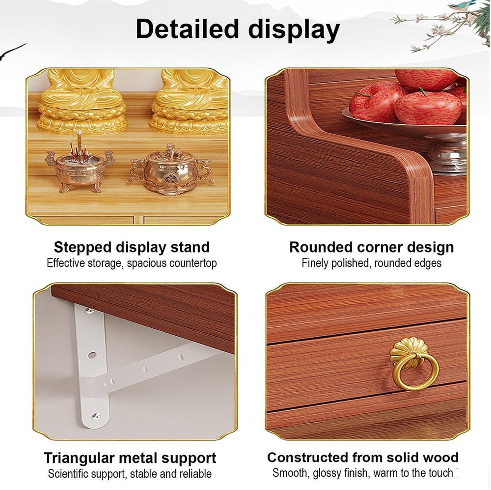 Wall Hanging God Shelf, Buddhist Altar De Madera Shrine with Retractable Pull...