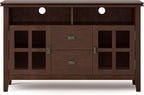 SIMPLIHOME Artisan SOLID WOOD 48 Inch Wide Contemporary TV Media Stand in Russet Brown for TVs up to 55 Inches, For the Living Room and Entertainment Center