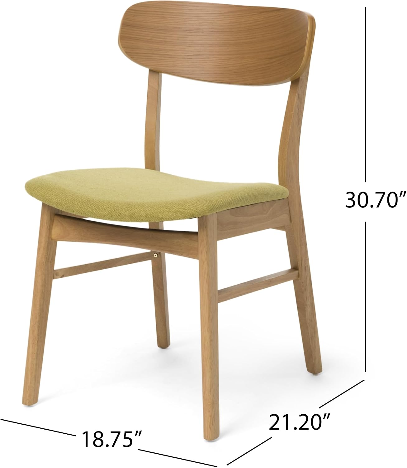 Christopher Knight Home Lucious Curved Leg Rectangular Dining Set, 5-Pcs Set, Natural Oak / Green Tea