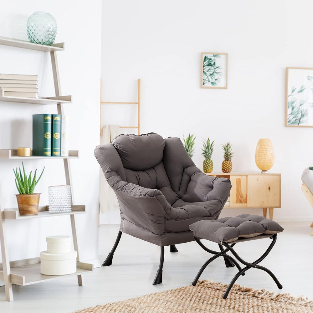LITA Lazy Chair with Ottoman, Modern Accent Leisure Upholstered Lazy Sofa Arm...