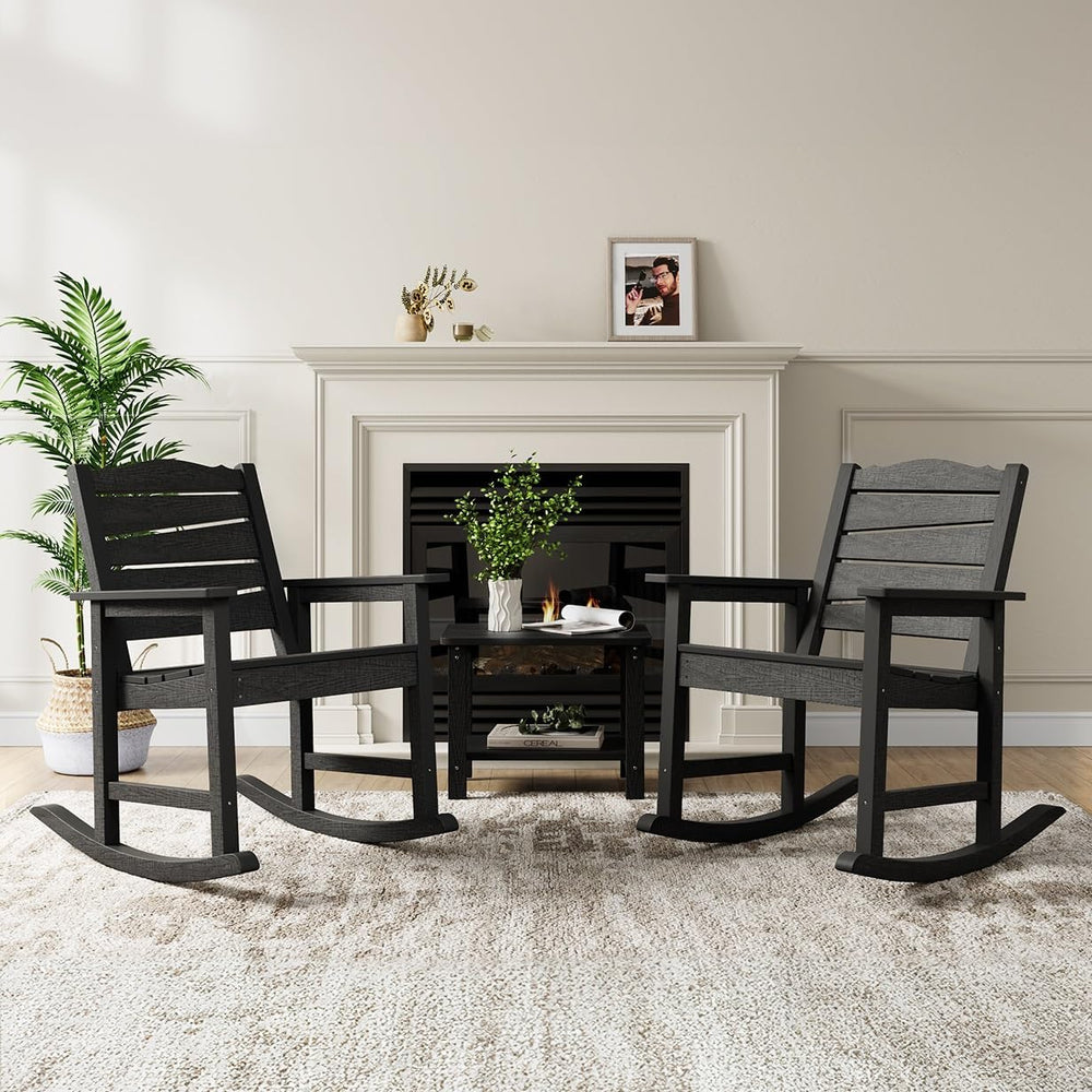 Patio Rocking Chairs Set of 2, Weatherproof HIPS Outdoor Rocking Chair for Ad...