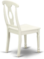 East West Furniture VAKE5-LWH-W 5 Piece Kitchen Table Set for 4 Includes an Oval Dining Room Table with Butterfly Leaf and 4 Solid Wood Seat Chairs, 40x76 Inch, Linen White