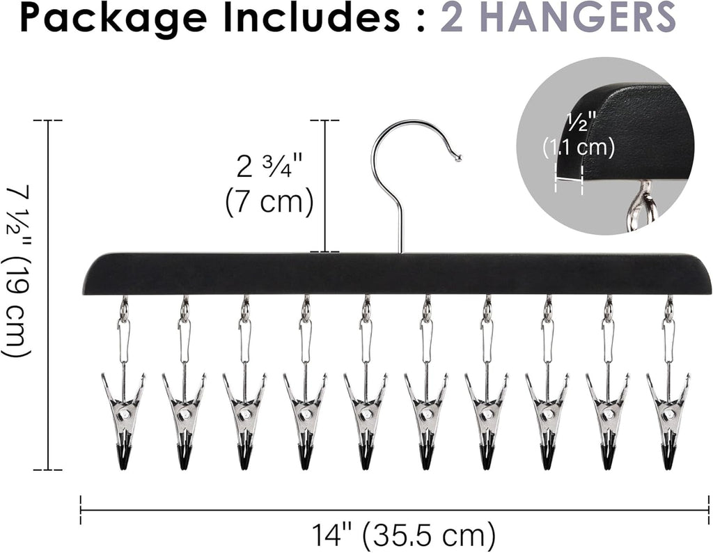 StorageWorks Hat Rack, Closet Organizer and Storage for Baseball Caps,Set of 2 with 10 Adjustable Stainless Steel Clips, Fits All Caps, Black