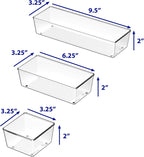 Simple Houseware Clear Desk Drawer Organizer, Assorted Sizes, 6 Packs | For Desk, Office, Bathroom, Makeup, and Craft Storage