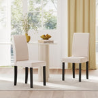 Giantex Upholstered Dining Chair Set of 4, Mid Century Modern Fabric Kitchen Chairs with Rubber Wood Legs, Thick Padded Seat, High Back, Side Armless Chairs for Living Dining Room (Beige)