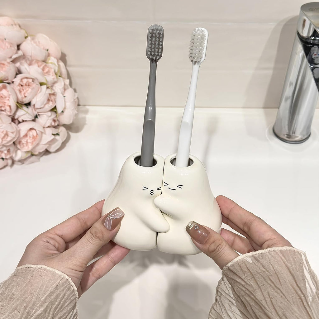 Ceramic Toothbrush Holder for Bathroom, Cute Tooth Brush Holders for Bathroom Countertop Home Office Table Decor