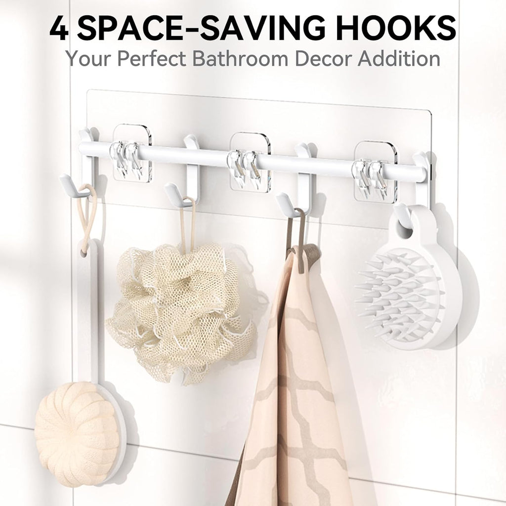 YASONIC Shower Caddy, 6 Pack Large Capacity shower organizer with Soap Holder and 12 Hooks, Rustproof Shower Shelves for Inside Shower, No Drilling&Sleek Bathroom Organizers and Storage White