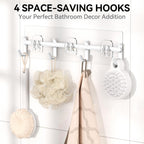 YASONIC Shower Caddy, Large Capacity Bath Organizer with Soap Holder and 12 Hooks, 6 Pack Rustproof Bathroom Shelves for Inside Shower, No Drilling&Sleek Bathroom Organizers and Storage White