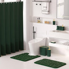 Bathroom Accessory Set - 25PC Green Bathroom Sets, Bathroom Set with Shower Curtain and Rugs, Dark Green Shower Curtain Set, Trash Can, Qtip Holder Dispenser & Soap Dispenser