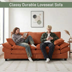 83" Cloud Loveseat Sofa, Comfy Corduroy Couch Deep Seat Double Cushion, 800 LBS 2-3 Seater Love Seat for Living Room Bedroom Apartment Office Small Space, Reddish-Brown