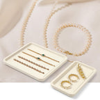 Microfiber Jewelry Display Flat Tray for Rings Earrings Necklace Bracelet, Jewelry Photograph Display Catchall Organizer Tray Dish(S,Beige)