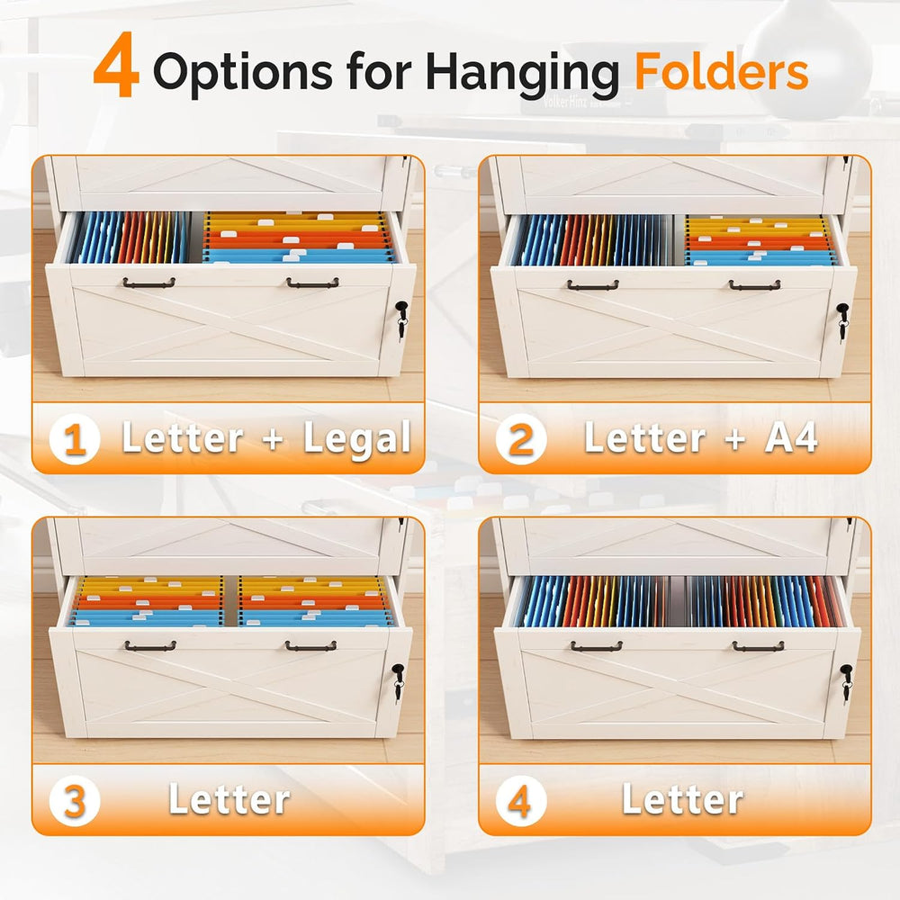 VINGLI 2 Drawer File Cabinet with Lock, Home Office Filing Organizer, for Let...