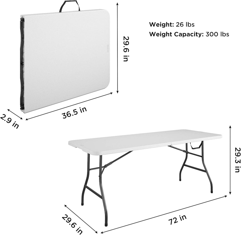 Cosco 6ft Fold-in-Half Blow Molded Folding Table, Indoor/Outdoor, Comfort Han...