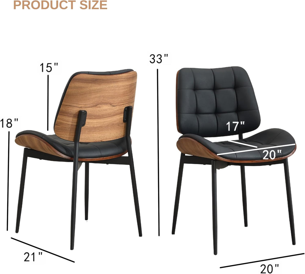 Upholstered Dining Chairs Set of 6, Mid Century Modern Faux Leather Dining Ch...