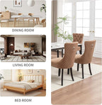 Velvet Dining Chairs Set of 6, Upholstered Dining Room Chairs with Nailhead Trim, Sillas de Comedor Modernas 6, Wooden Kitchen Chairs for Dining Room, Living Room, Kitchen, Bedroom, Brown
