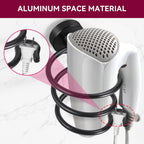 YUET Hair Dryer Holder Hairdryer Station Wall Mounted Stand Hanger Rack Blow Spiral Aluminum Construction Black Painted Shelf Storage for Bathroom Shower Room