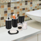 IMAVO Bathroom Accessories Set,Black Bathroom Set,9 Pieces Bathroom Accessory Set,Tray,Qtip Holders,Toilet Brush,Trash Can for Bathroom Décor and Home Gifts