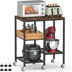 Kitchen Microwave Cart,Microwave Stand with Wheels,Coffee Bar Table Station,4-Tier Rolling Baker's Rack,Small Appliance Storage Shelf,Utility Side Table for Kitchen,Living Room (Rustic Brown)