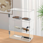 DuvinDD Acrylic Display Case with Lock, Collectibles Showcase Clear | Countertop Locking Display Cabinet with Shelves and Door, Acrylic Storage Safe Organizer for Home Office, 11.8x5.9x15.7inch