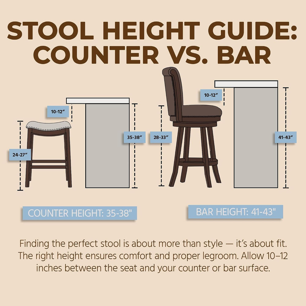 ROME + OAK Set of 2 Parker 26" Counter Stool, Backless Saddle Kitchen Ba...
