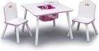 Delta Children Princess Crown Kids Wood Table and Chair Set with Storage - Greenguard Gold Certified, White/Pink