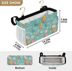 Egg Butterfly Easter Flower Bedside Caddy for Dorm Bed Bedside Hanging Caddy Bag Iron Frame Storage Organizer Pocket for Bunk Home College Hospital Beds 2 Hooks