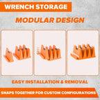 40PCS Modular Wrench Organizer Wrench Holder - Wrench Tool Organizers for Tool Drawer Storage, Wrench Storage Set with Metric & SAE Label, Wrench Rack Tool Gift for Professional Mechanics, Orange